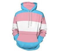 EujGvboU Sweat à capuche pour homme cool avec poches, Drapeau trans, L