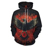 EujGvboU Sweat à capuche unisexe avec motif 3D imprimé athlétique, Boussole Viking Corbeau celtique, 5XL