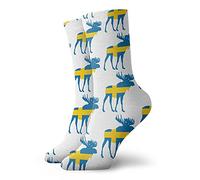 EujGvboU You Just Got Served Chaussettes de course à pied confortables et légères, Drapeau suédois élan, Taille unique