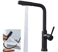 EUJOISE Robinet de cuisine noir extensible, Extractible Cuisine Mitigeur avec Douchette, robinet d'évier de lave-vaisselle avec deux fonctions de pulvérisation