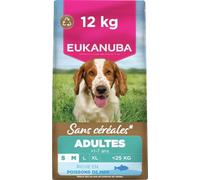EUKANUBA Chien Adulte Petite/Moyenne sans Céréales Poisson 12 kg