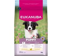 EUKANUBA Life Care Croquettes Chiots Moyenne Race 1à 12 Mois, Riche en Poulet Frais, Croissance optimale - DHA, Calcium, Oméga 3&6, prébiotiques FOS, sans colorants, arômes artificiels ni OGM - 3 kg