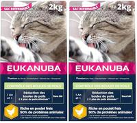EUKANUBA Contrôles des Boules de Poils - Croquettes Premium pour Chat Adulte et Senior - Riche en Poulet Frais et en Riz - sans Blé et OGM - Alimentation Complète et Equilibrée - Sac refermable - 2kg