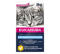 EUKANUBA - Croquettes Premium Chat Stérilisé ou en Surpoids - Adulte, Senior - Alimentation Complète et Equilibrée - Riche en Riz - Au Poulet Frais - Sans OGM, Sans Blé - Sac refermable - 2kg