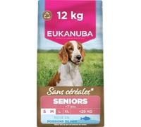 Eukanuba Croquettes Premium sans Céréale Chien Sénior Petite & Moyenne Race-Riche en Poisson de l’Océan-Hypoallergénique-Glucosamine Chondroïtine-12kg