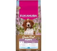 Eukanuba Croquettes Premium sans Céréales Chiots de Petites et Moyennes Races - Riche en Poissons de l’océan - Hypoallergénique - DHA, Calcium - 12 kg