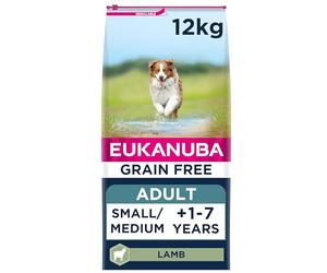 Eukanuba Grain Free Chien Adulte Petite Moyenne Races Agneau 12 kg