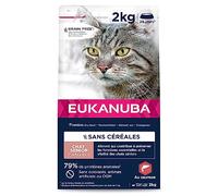 EUKANUBA Grain Free Croquettes pour Chat Senior - Riche en saumon - Apport en L-carnitine - Enrichie en taurine, Sans OGM, colorants, arômes artificiels - 2 kg