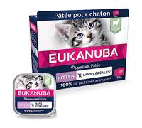 EUKANUBA Grain Free pour Chaton - Pâtée Premium SANS CEREALES - Sans gluten - Faible teneur en graisses - Riche en Agneau et enrichie en Taurine - 12 barquettes aluminium de 85 g