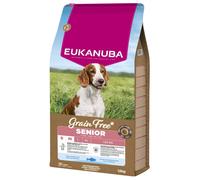 EUKANUBA Grain Free Senior Small Medium Ocean Fish 12 kg nourriture sans céréales pour les chiens âgés de petites et moyennes races avec du poisson