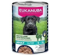 EUKANUBA Life Care Aliment Humide Chien Adulte 1 à 7 Ans Toutes Races, Pâtée Riche en Agneau & Pommes de Terre, Oméga-3, Calcium, Prébiotiques MOS, sans OGM Colorants Conservateurs, 6 boîtes de 400g