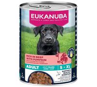 EUKANUBA Life Care Aliment Humide Chien Adulte 1 à 7 Ans Toutes Races, Pâtée Riche en Bœuf & Courges, Oméga-3, Calcium, Prébiotiques MOS, sans OGM Colorants Conservateurs, 6 boîtes de 400g