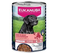 EUKANUBA Life Care Aliment Humide Chien Senior 7 Ans + Toutes Races, Pâtée Riche en Bœuf & Courge, Oméga-3, L-Carnitine, Prébiotiques, sans OGM Colorants Conservateurs, 6 boîtes de 400g