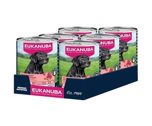 EUKANUBA Life Care Aliment Humide Chien Senior 7 Ans + Toutes Races, Pâtée Riche en Bœuf & Courge, Oméga-3, L-Carnitine, Prébiotiques, sans OGM Colorants Conservateurs, 6 boîtes de 400g