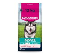 EUKANUBA Life Care Croquettes Chien Adulte de Grande Race 18 Mois, Plus de 2 Ans pour Races Géantes, Riche en Saumon & Orge, L-Carnitine, Oméga 3&6, sans colorants, arômes artificiels ni OGM - 12kg