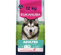 EUKANUBA Life Care Croquettes Chien Adulte de Grande Race 18 Mois, Plus de 2 Ans pour Races Géantes, Riche en Saumon & Orge, L-Carnitine, Oméga 3&6, sans colorants, arômes artificiels ni OGM - 12kg