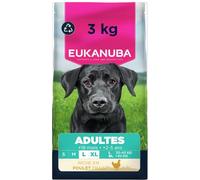 EUKANUBA Life Care Croquettes Chien Adulte Grande Race 18 Mois à 6 Ans, Race Géante 2 à 5 Ans, Riche en Poulet Frais, L-Carnitine, Oméga 3&6, FOS, sans colorants, arômes artificiels ni OGM - 3 kg