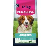 EUKANUBA Life Care Croquettes Chien Adulte Petite Moyenne Races 1à7 ans, Riche en Agneau & Riz hautement digestible, L-carnitine, Oméga 3&6, FOS, MOS, Sans colorants, arômes artificiels ni OGM - 12 kg