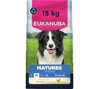 EUKANUBA Life Care Croquettes Chien Mature Moyenne Race 7 à 10 Ans, Riche en Poulet Frais, L-carnitine, Calcium, Glucosamine, Oméga 3&6, Prébiotiques, sans colorants, arômes artificiels ni OGM - 15 kg