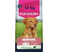 EUKANUBA Life Care Croquettes Chien Senior Grande Race 6 Ans et Plus, Race Géante 5 Ans et Plus, Riche en Agneau & Riz, Glucosamine, Oméga 3&6, FOS, sans colorants, arômes artificiels ni OGM - 12 kg