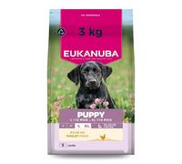 EUKANUBA Life Care Croquettes Chiots Grande Race 1à 12 Mois, Riche en Poulet Frais, Croissance optimale - DHA, Calcium, Oméga 3&6, prébiotiques FOS, sans colorants, arômes artificiels ni OGM - 3 kg