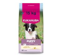 EUKANUBA Life Care Croquettes Chiots Moyenne Race 1à 12 Mois, Riche en Poulet Frais, Croissance optimale - DHA, Calcium, Oméga 3&6, prébiotiques FOS, sans colorants, arômes artificiels ni OGM - 15 kg