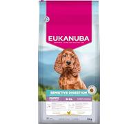 EUKANUBA Sensitive Digestion Aliment pour Chiots au Poulet et au Riz très digestible - Aliment Sec Special Care adapté à l’estomac des Chiens Juniors sujets aux Troubles digestifs, 12 kg