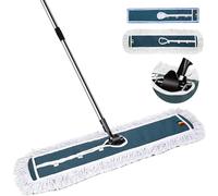 Eukue Balai Serpillère Professionnel, 105m Grande Serpillère en Microfibre avec 2 Tampons, Balais à Plat Serpillere Coton avec Manche INOX, Balais Nettoyer Sol pour Bureau, Garage, Entrepôt