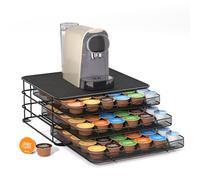Eukue Porte Capsule pour Dolce Gusto 108 PCs, 3 Tiroirs à Capsules Rangement avec Support Métal, Grande Support Dosette Antidérapants avec Surface Anti-Vibration pour La Maison, Bureau, Café