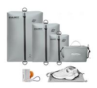 EULANT TPU Sacs de Voyage Sous Vide avec Pompe, Réutilisable Kit de Rangement Sous Vide pour Voyage,Organiseur de Sac de Compression avec IPX8 Zip,3 Sacs Sous Vide+1 Sac à Chaussures+1 Sac à Etanche
