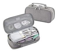 EULANT Trousse D'École Grande à 3 Compartiments pour Fille & Garçon, Crayon, Affaire Scolaire, Bureau, Voyage - Gris