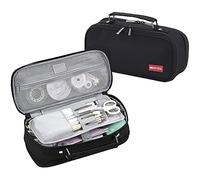 EULANT Trousse D'école Grande Crayon pour Fille & Garçon, 3 Compartiments Scolaire Affaire pour Étudiants Bureau Voyage, Noir