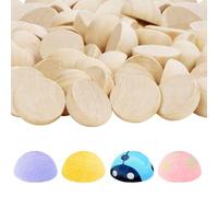 EULAPGOE 100pcs Boules Semi-Rondes Naturelles Non Finies en Bois - Perles Décoratives Sphériques Pour Cabochon