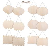 EULAPGOE 12 Pièces Panneaux en Bois à Suspendre, Panneau Vierge en Bois Rectangulaire Non Fini pour Pyrogravure Peinture EcritureDécoration