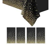 EULAPGOE 4 Pièces Nappes Jetables,Nappes Imperméables Noir Nappe de Table Fête Protection Décoration de Table Rectangulaires 137 * 274 cm pour Picnic,Exterieur,Jardin,Anniversaire