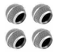 EULAPGOE 4 Pièces Têtes de Microphone en Métal, Tête de Microphone en Métal avec Eponge, Compatible avec Le Microphone SM58 (Argent)