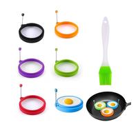 EULAPGOE 6 Pièces Moule à Oeufs Au Plat, 10cm Silicone Anneau à Oeufs Moule à Omelette Antiadhésif avec Poignées Anneau à Oeufs Résistant à La Chaleur pour Les Pâtés en Croûte
