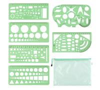 EULAPGOE 6 Pochoirs Circulaires pour Dessiner, Règle, Outil de Quilling, Règle Ronde à Trous, Multifonctionnelle, Ronde, Plastique, Pochoir Géométrique