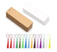 EULAPGOE 60 Pièces Gland Marque-Pages en Papier Kraft, Marque Page en Papier Blanc, Pompons 14 Couleurs, pour Décoration Fait Main, Décoration Cadeau, Marque-Page Décoratif