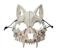 EULAPGOE Animal Squelette Masque Halloween, Résine Chien Crâne Os Dents Scary Horror Devil Loup-Garou Masque Demi-Masque Pour Carnaval Carnaval Costume Halloween