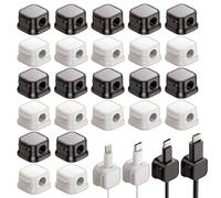 EULAPGOE Clips câble magnétiques 24 pièces - Attaches adhésives sans Trace pour Gestion de câbles - Noir et Blanc - 2,2 cm - pour Bureau, Maison, Voiture