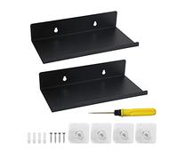 EULAPGOE Étagère Murale en Métal Noir, 2 Pièces Étagère Suspendue en Métal, Étagère Murale pour Salle de Bain, Étagères Murales Flottantes en Acier pour Cuisine, Salon, Chambre, Bureau (20cm)