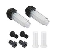 EULAPGOE Filtre à Eau pour Tuyau D'arrosage, 2 Pièces 3/4 Pouces Préfiltre à Eau Set de Filtre à Eau avec 4 éléments Filtrants & 2 Adaptateurs Rapides pour Nettoyeur Haute Pression, Pompe de Jardin