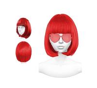EULAPGOE Perruque Bob Wig Perruque Bob, Perruque Cabaret, Perruque Cabaret Perruque Charleston Pageboy Perruques pour Carnaval/Party Fasching et Motto(Rouge)
