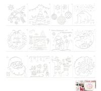 EULAPGOE Pochoirs Noël Dessin réutilisables 12 pièces - Modèles 13x13cm Sapin Neige Renne - Gabarits décoratifs créatifs pour Cartes, vitres, Murs, Enfants Loisirs créatifs