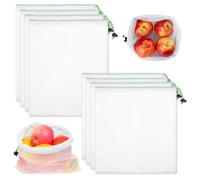 EULAPGOE Sac de Cordon en Maille,Sacs à provisions réutilisables en Maille - 8 pièces - Filets en Mesh avec Cordon de Serrage - Sac Transparent pour Le Stockage des Fruits et légumes Frais