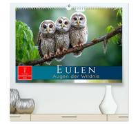 Eulen - Augen der Wildnis (hochwertiger Premium Wandkalender 2026 DIN A2 quer), Kunstdruck in Hochglanz: Die faszinierenden Meister der lautlosen Flüge.