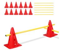 Eulenke Agility Kit d'accessoires d'entraînement pour chien avec 12 pylônes + 6 barres + sac de rangement pour enfants, chiens, chevaux