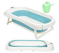 Eulenke Baignoire pour bébé, Baignoire pliable pour bébé avec pieds antidérapants pliables, Thermomètre intégré et bol de lavage de cheveux pour bébé, Baignoire pour enfant de 50L pour bébés de 0 à 6