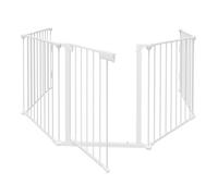 Eulenke Barrière de Sécurité 5x pour bébé Animaux Enfant 310x75cm Blanc Pare-Feu de Cheminée CAILLEBOTIS DE PROTECTION